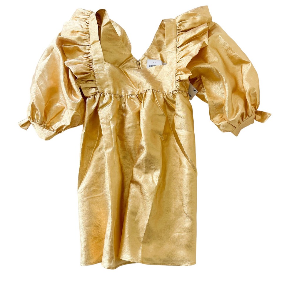 Selva Negra Metallic Gold Ruffle Mini Dress - Picture 5 of 8